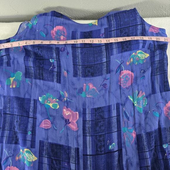 C.M Shapes Purple Floral Patchwork Sleeveless VTG Maxi Dress 14 Large Cottage - Picture 3 of 9